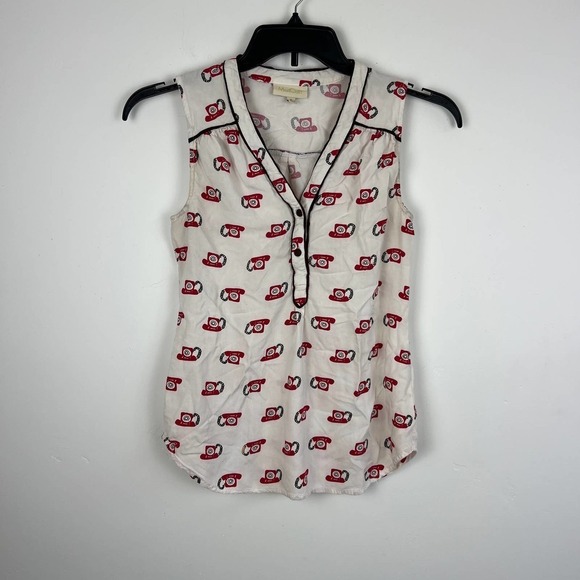 ModCloth Cafe Au Soliel in Telephone Sleeveless Top Womens Size: S - Picture 2 of 6